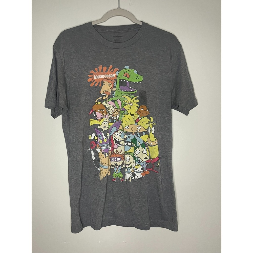 Nickelodeon Mens Grey Cartoon Characters Graphic T-Shirt Medium Rugrats Arnold